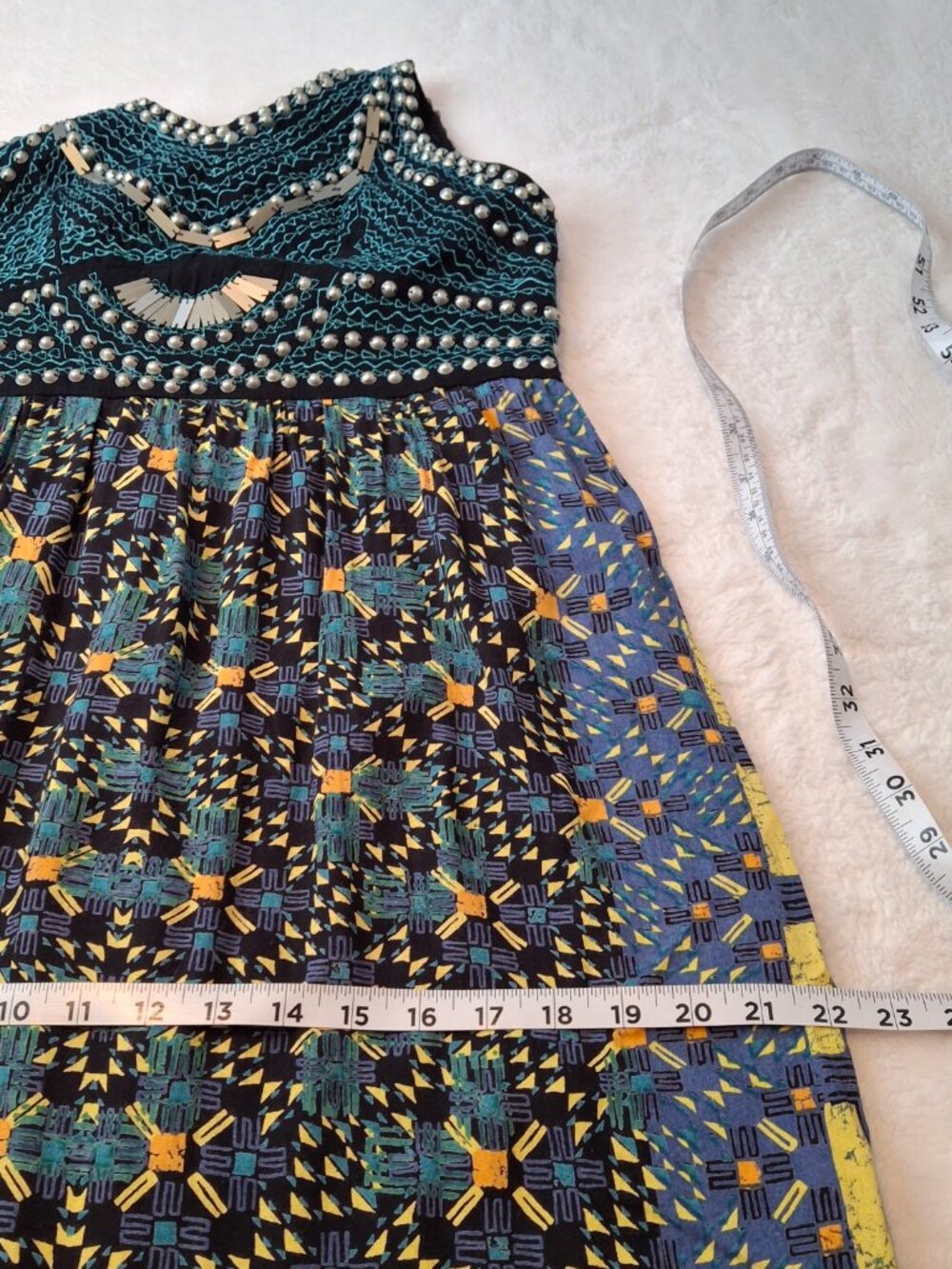 Angie Maxi Dress Sz L Embroidered Beaded Gypsy Boho Festival Hippie 90s Y2K - Picture 13 of 16